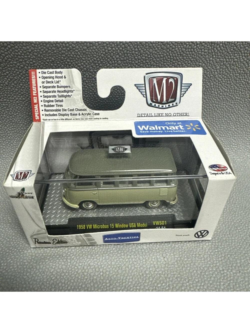 M2 Machines Auto-Thentics 1958 VW Microbus 15 Window USA Model VWS01 Walmart